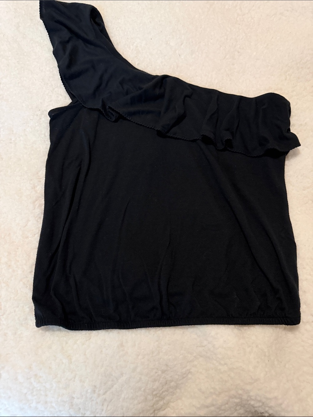 American Eagle Outfitters Black One-Shoulder Ruffle Top